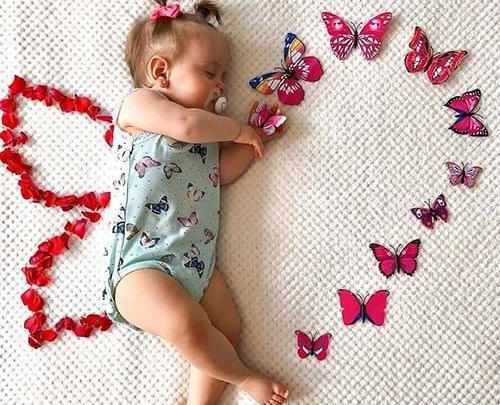 ایده برای گرفتن عکس یک ماهگی نوزاد