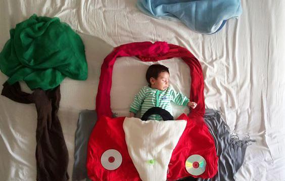 ایده عکس ماهگرد نوزاد با پارچه