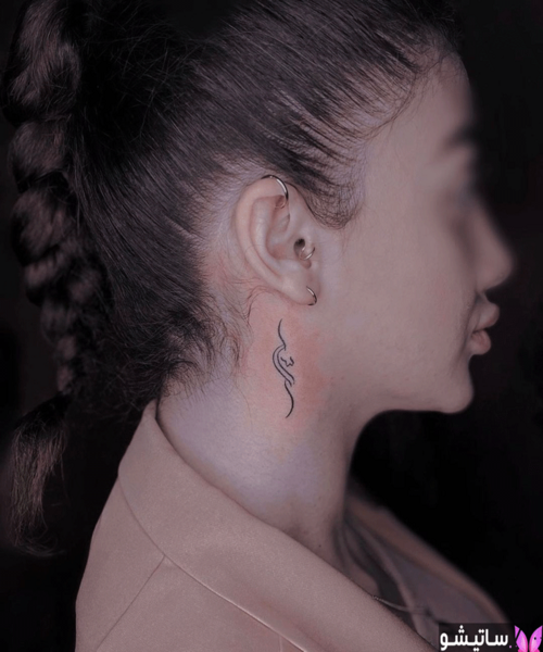 عکس تاتو روی گردن زنانه