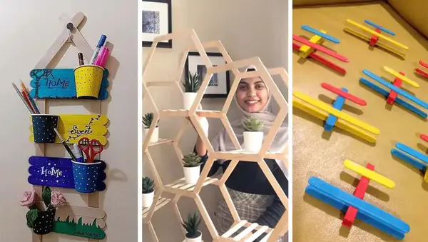 ایده قاب عکس با چوب بستنی