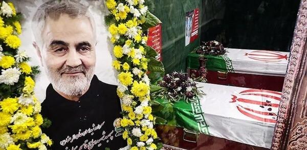 عکس جنازه حاج قاسم سلیمانی بعد از شهادت