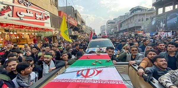 عکس جنازه حاج قاسم سلیمانی در بغداد