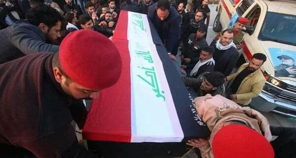 عکس جنازه حاج قاسم سلیمانی در بغداد