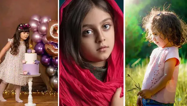 عکس دختر بچه چشم رنگی طبیعی