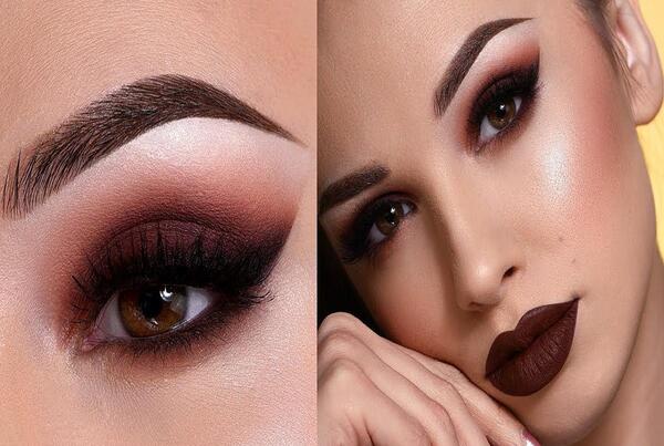 عکس ارایش چشم قهوه ای تیره