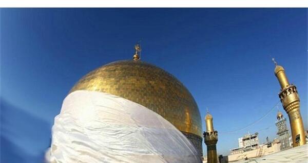 عکس خورشید بالای گنبد حضرت علی