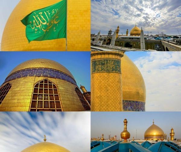 عکس خورشید بالای گنبد حضرت علی