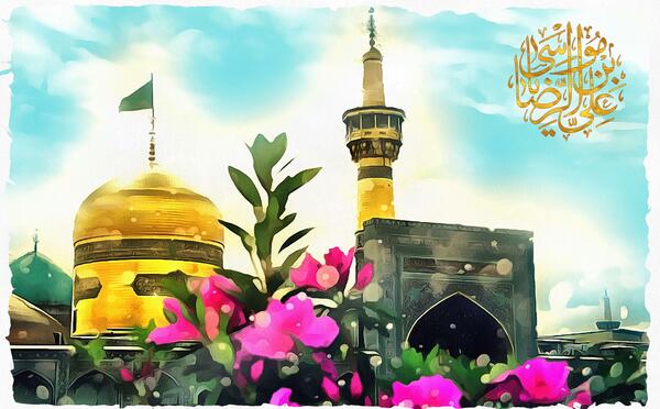 عکس نقاشی گنبد حرم امام رضا