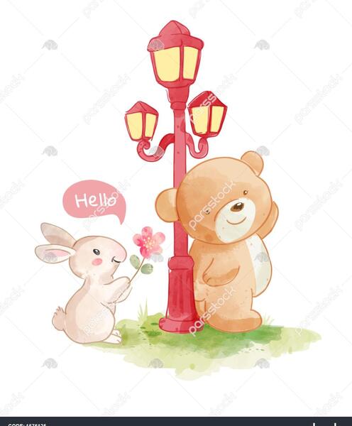 عکس استیکر خرگوش و خرس تلگرام