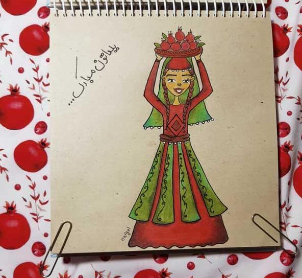 عکس نقاشی شب یلدا خرگوش