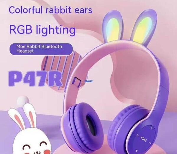 عکس هدفون خرگوشی صورتی