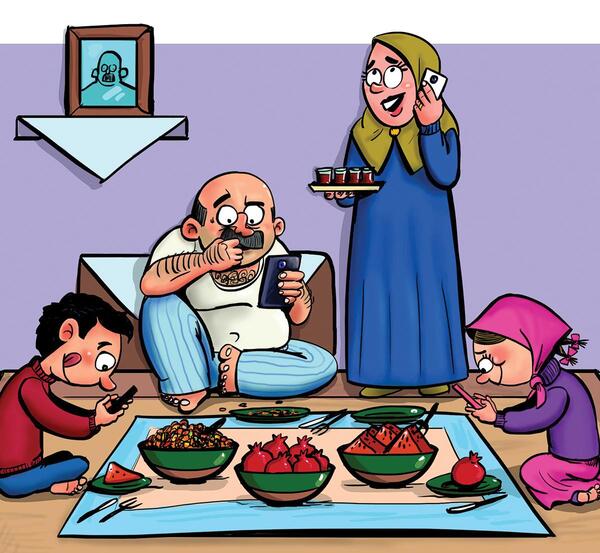 عکس شب یلدا خانوادگی کارتونی