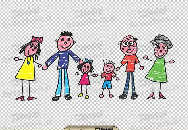 عکس خانواده چهار نفره نقاشی