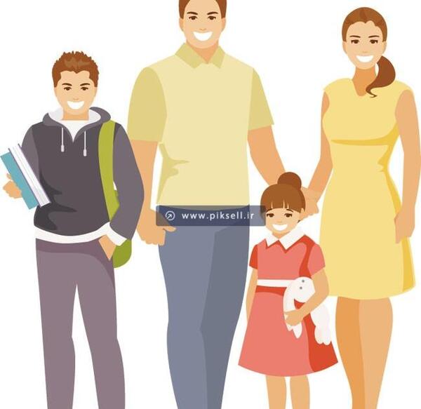عکس خانواده چهار نفره نقاشی