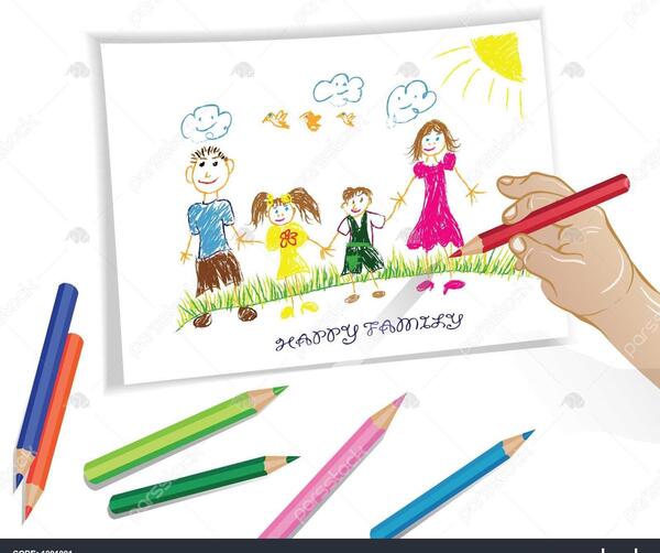 عکس خانواده چهار نفره نقاشی