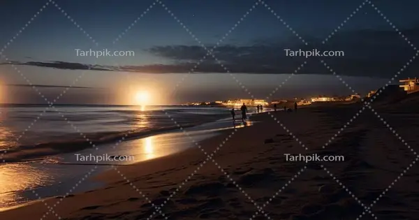 عکس دریا و ساحل در شب