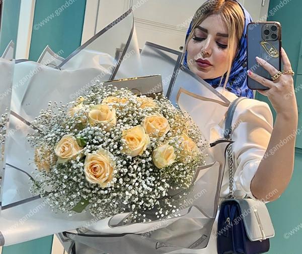 ایده عکس تولد با دسته گل