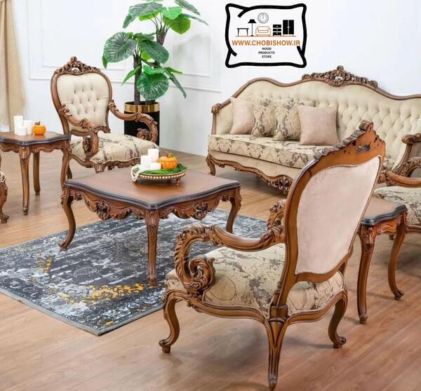 عکس مبل سلطنتی چوب قهوه ای