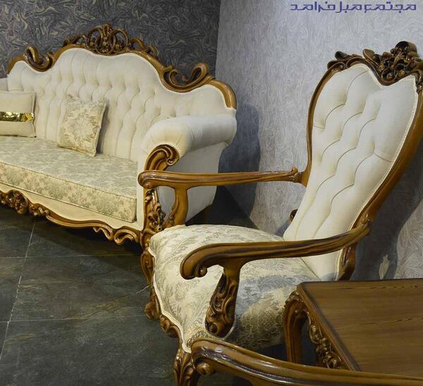عکس مبل سلطنتی چوب قهوه ای