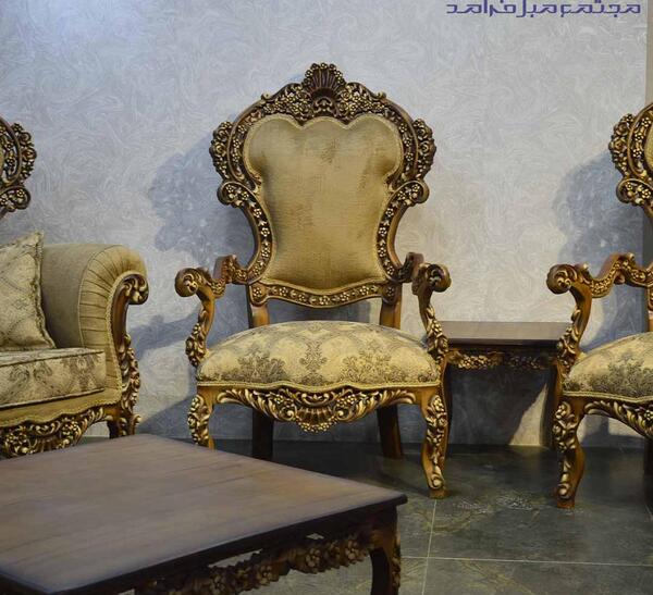 عکس مبل سلطنتی چوب قهوه ای