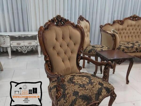 عکس مبل سلطنتی چوب قهوه ای