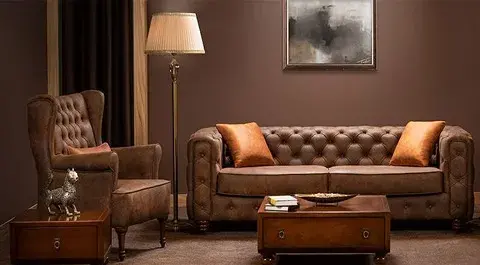 عکس مبل چستر کرم قهوه ای
