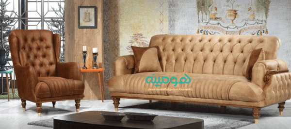 عکس مبل چستر کرم قهوه ای