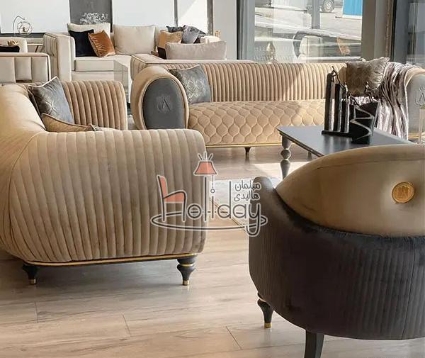 عکس مبل چستر کرم قهوه ای