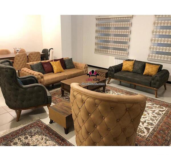 عکس مبل چستر کرم قهوه ای