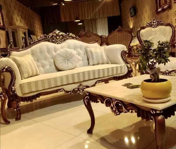 عکس مبل استیل با چوب قهوه ای