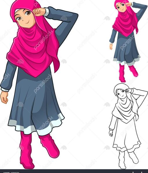 عکس کارتونی دخترانه با حجاب