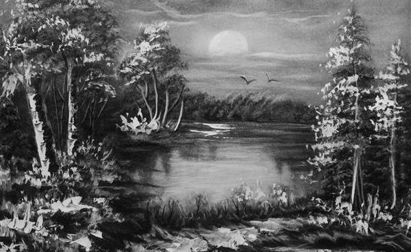 عکس منظره نقاشی سیاه قلم