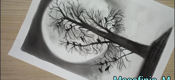 عکس منظره نقاشی سیاه قلم