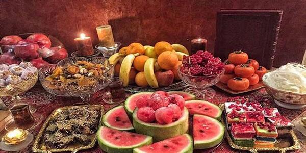 عکس شب یلدا هندوانه و انار