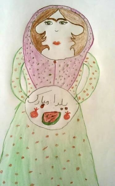 عکس نقاشی یلدا دخترانه