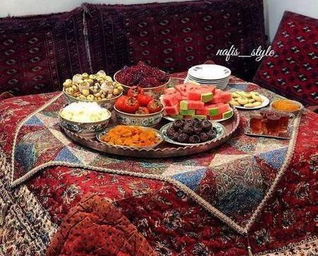 عکس سفره یلدا قدیمی