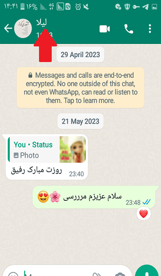 عکس چت در واتساپ