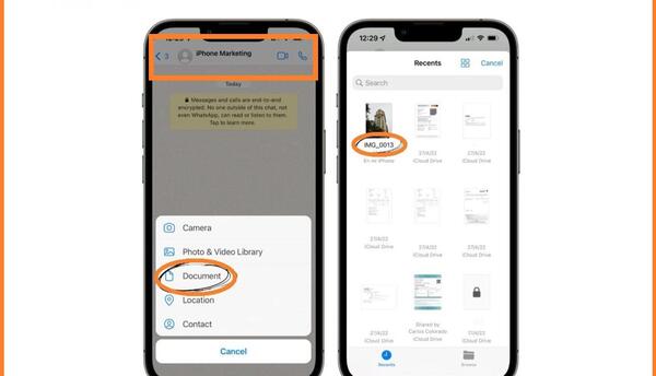 ارسال فایل عکس واتساپ ایفون