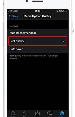 بالا بردن کیفیت عکس واتساپ ایفون whatsapp