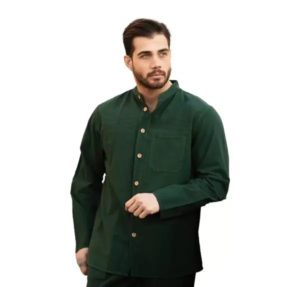 عکس پیراهن مردانه سبز یشمی