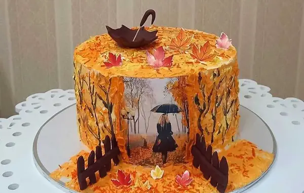 عکس کیک تولد مردانه پاییزی