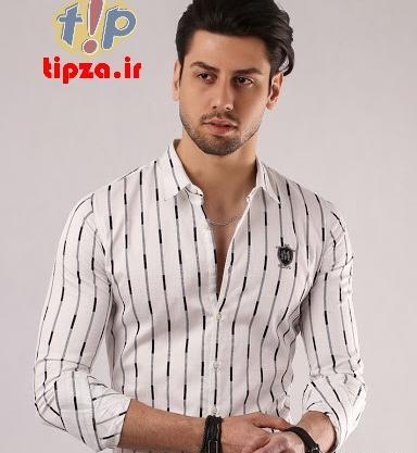 عکس پیراهن مردانه سفید مشکی