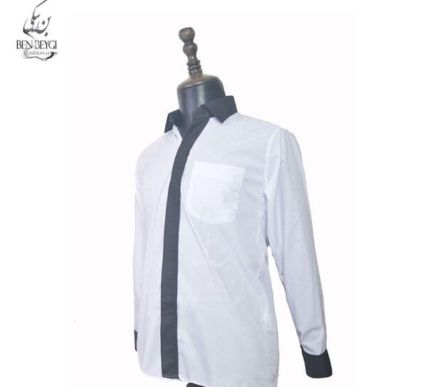 عکس پیراهن مردانه سفید مشکی