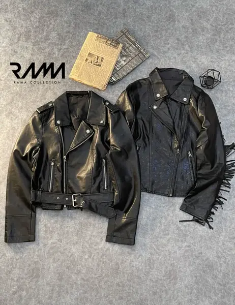 عکس کت چرم مشکی دخترانه