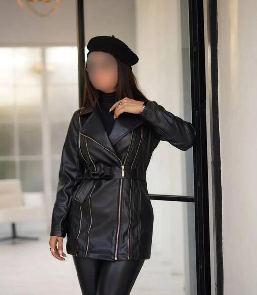 عکس کت چرم مشکی دخترانه