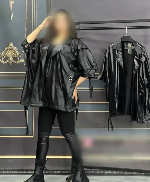 عکس مانتو چرم مشکی دخترانه