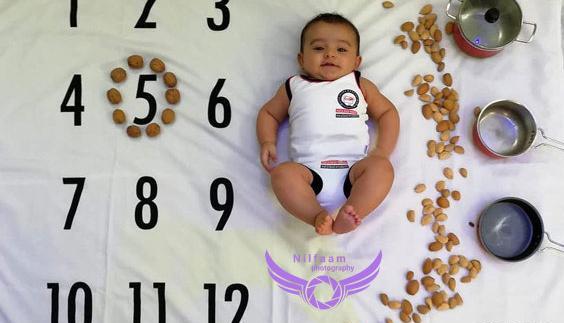 شش ماهگي ایده عکس ماهگرد نوزاد دختر