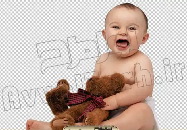 عکس نوزاد با خرس عروسکی