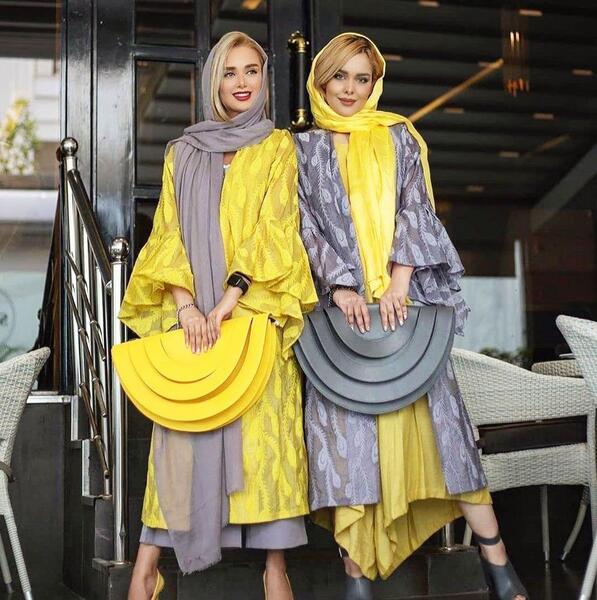 عکس مانتو زرد و مشکی