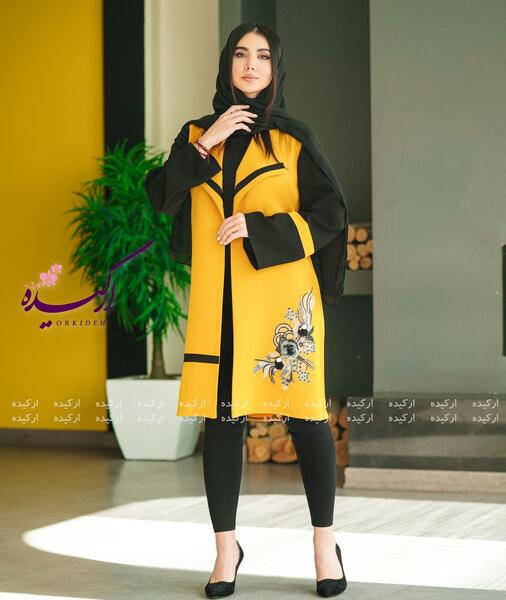 عکس مانتو زرد و مشکی